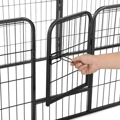 Dog Playpen 8 Panels Steel Black 8-panel