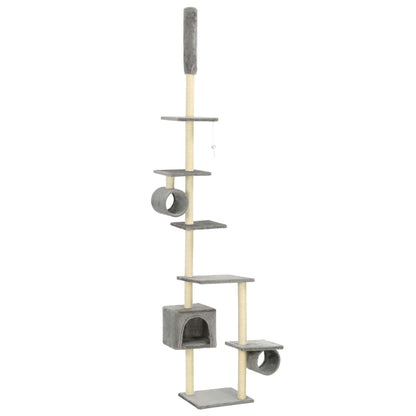 vidaXL Cat Tree | Grey | Engineered wood, carton, plush fabric, sisal rope 2