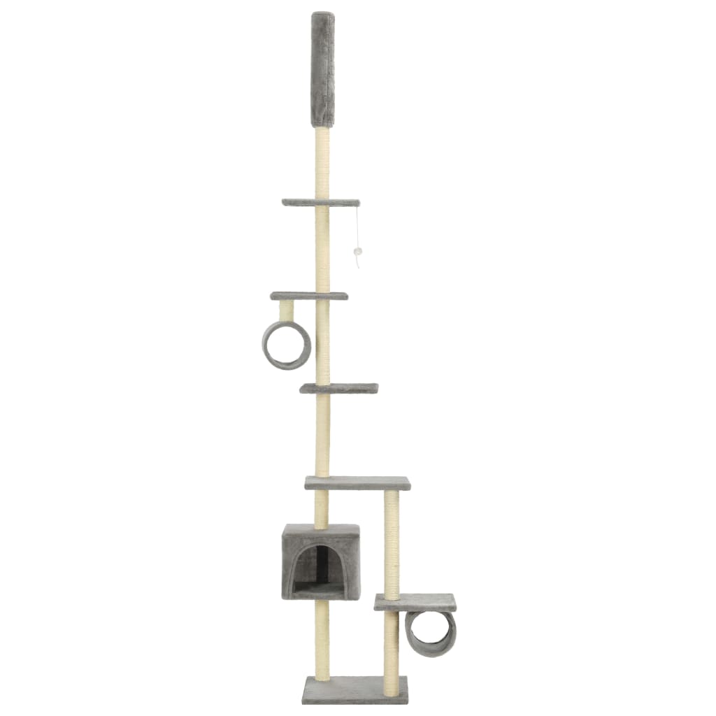 vidaXL Cat Tree | Grey | Engineered wood, carton, plush fabric, sisal rope 3