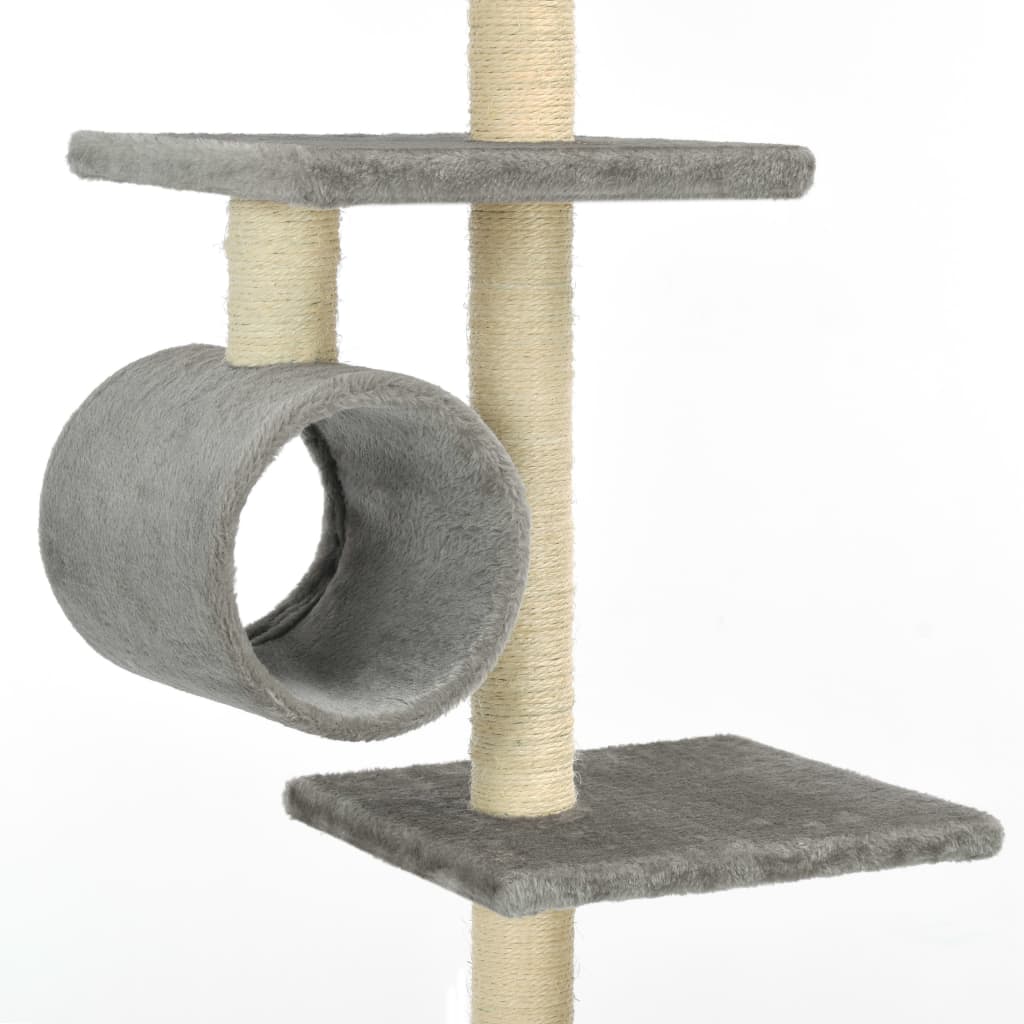 vidaXL Cat Tree | Grey | Engineered wood, carton, plush fabric, sisal rope 5