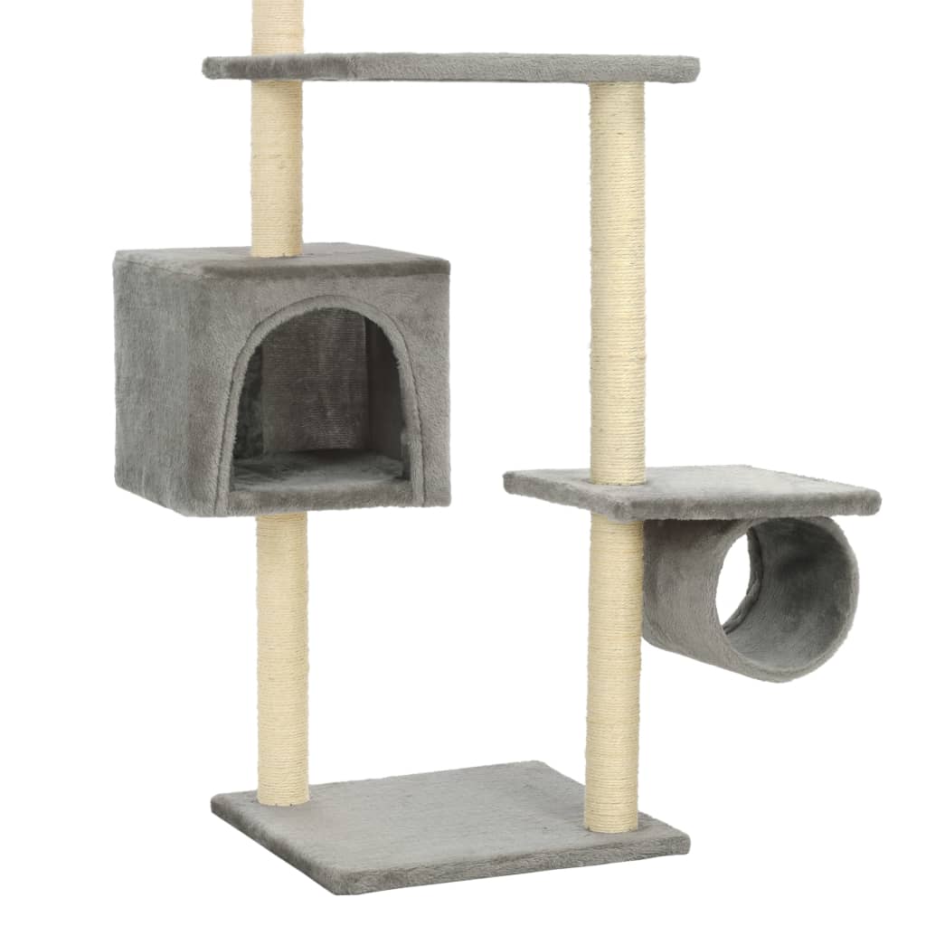 vidaXL Cat Tree | Grey | Engineered wood, carton, plush fabric, sisal rope 6