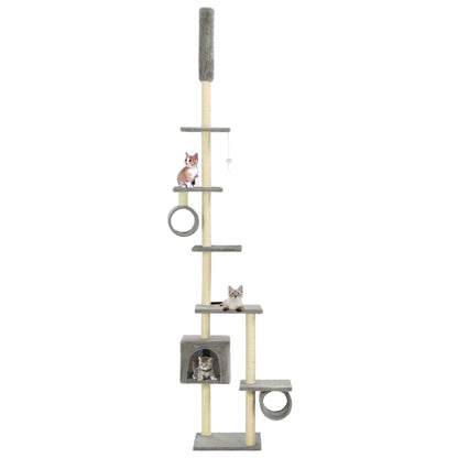 vidaXL Cat Tree | Grey | Engineered wood, carton, plush fabric, sisal rope 1