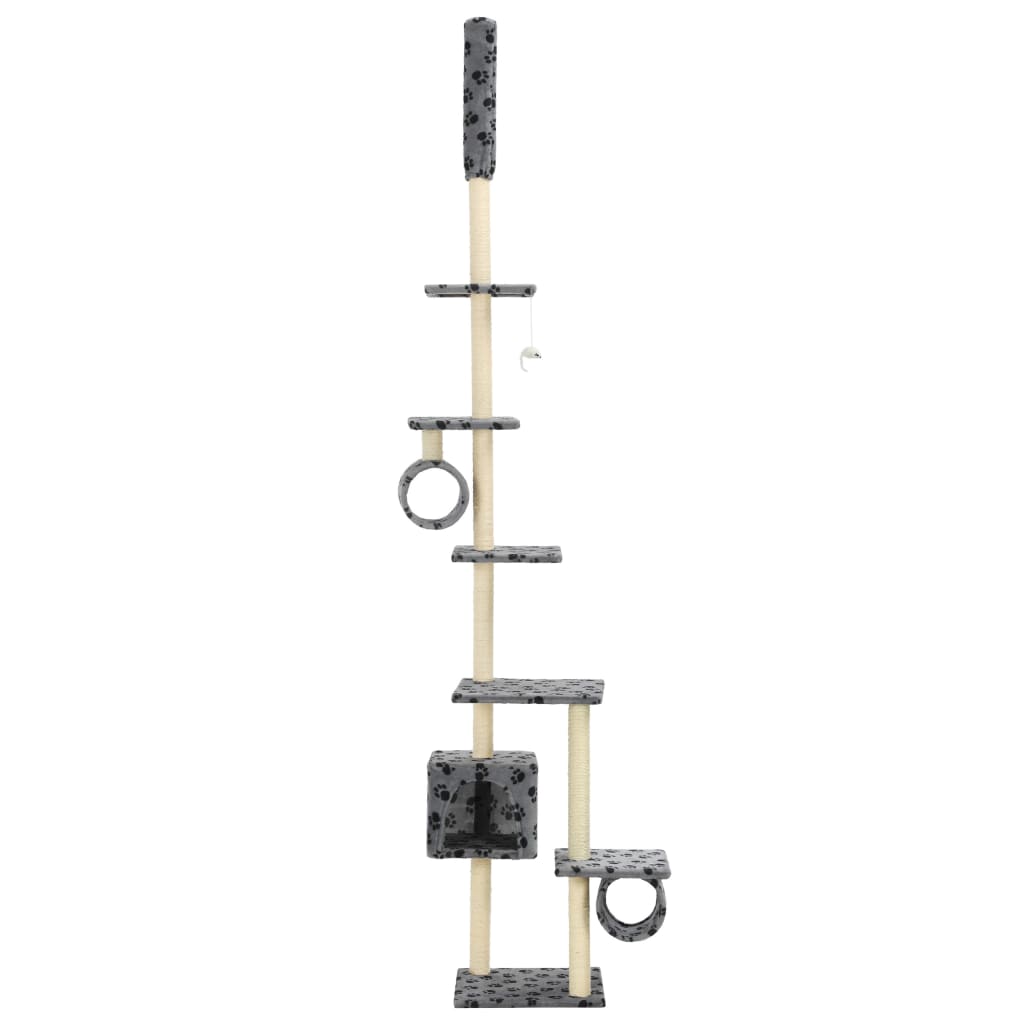 Cat Tree with Sisal Scratching Posts 260 cm Grey with paw prints