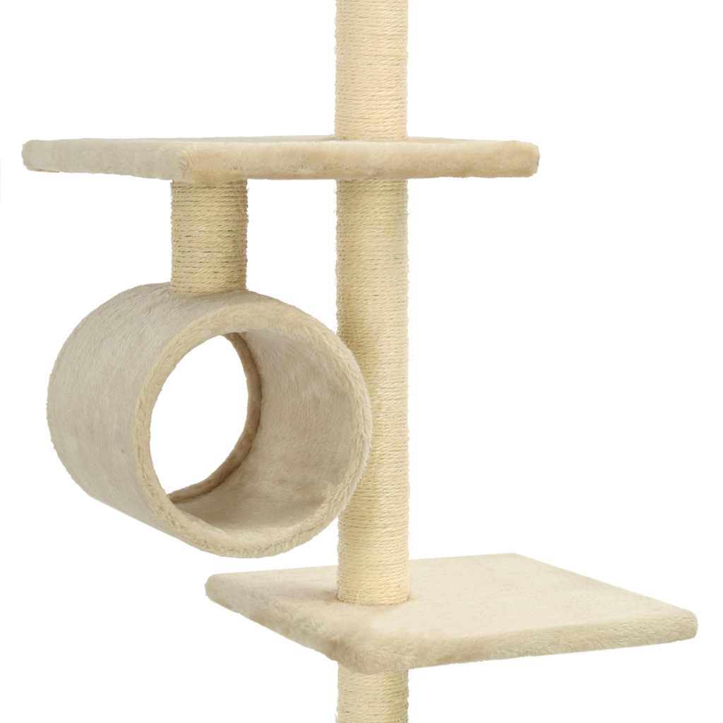 vidaXL Cat Tree with Sisal Scratching Posts 260 cm Beige 5