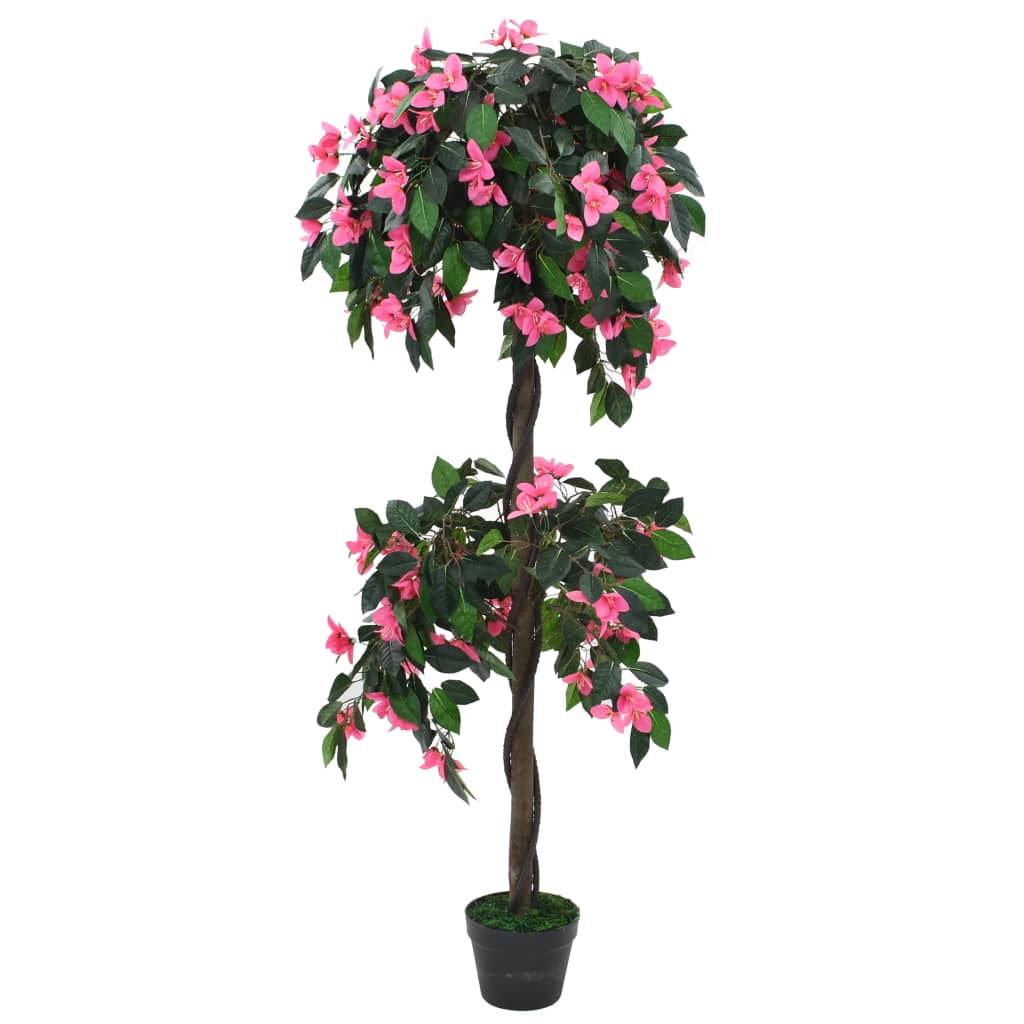 vidaXL Artificial Plant | Green and Pink | Fabric flowers | 155 cm Tall 1