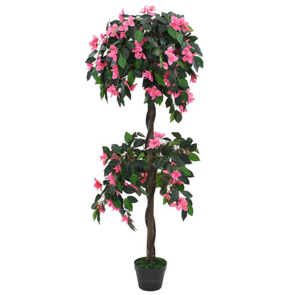 vidaXL Artificial Plant | Green and Pink | Fabric flowers | 155 cm Tall 1