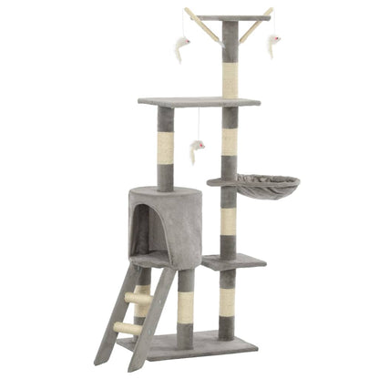 vidaXL Cat Tree | Grey | Particle board, plush, sisal | 138 cm tall | Durable 2