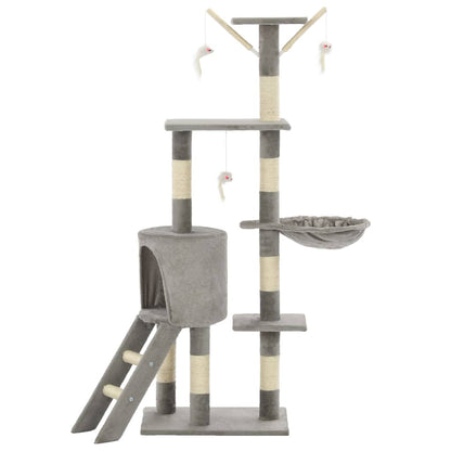 vidaXL Cat Tree | Grey | Particle board, plush, sisal | 138 cm tall | Durable 3