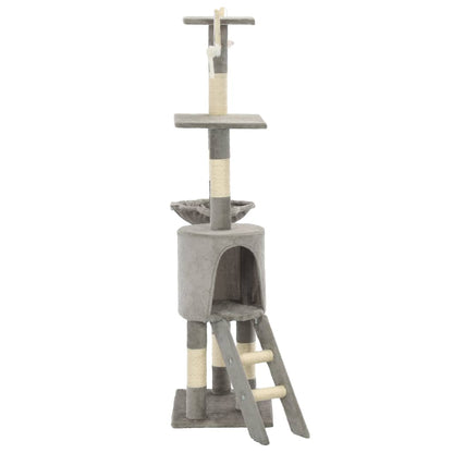 vidaXL Cat Tree | Grey | Particle board, plush, sisal | 138 cm tall | Durable 4