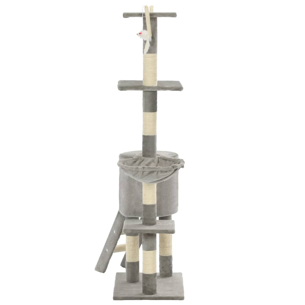 vidaXL Cat Tree | Grey | Particle board, plush, sisal | 138 cm tall | Durable 5