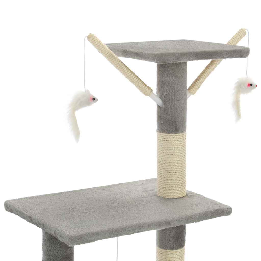 vidaXL Cat Tree | Grey | Particle board, plush, sisal | 138 cm tall | Durable 6