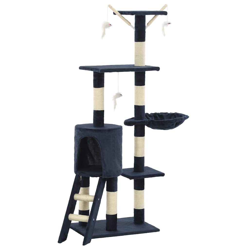 vidaXL Cat Tree with Sisal Scratching Posts 138 cm Dark Blue 2