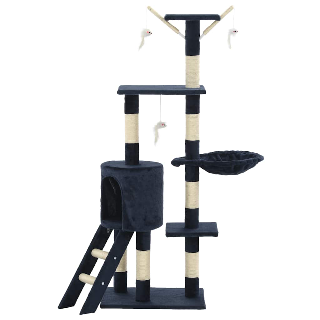 vidaXL Cat Tree with Sisal Scratching Posts 138 cm Dark Blue 3
