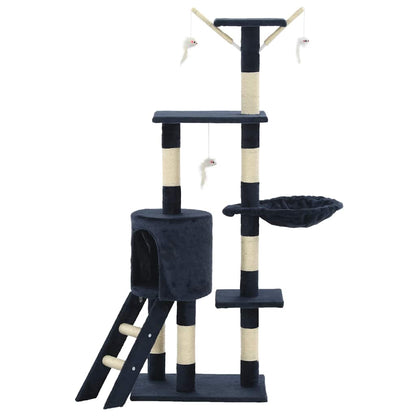 vidaXL Cat Tree with Sisal Scratching Posts 138 cm Dark Blue 3