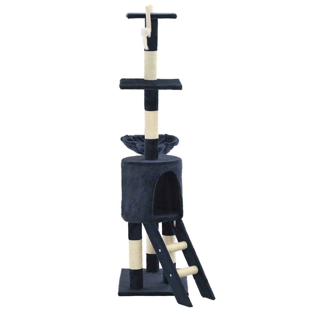 vidaXL Cat Tree with Sisal Scratching Posts 138 cm Dark Blue 4