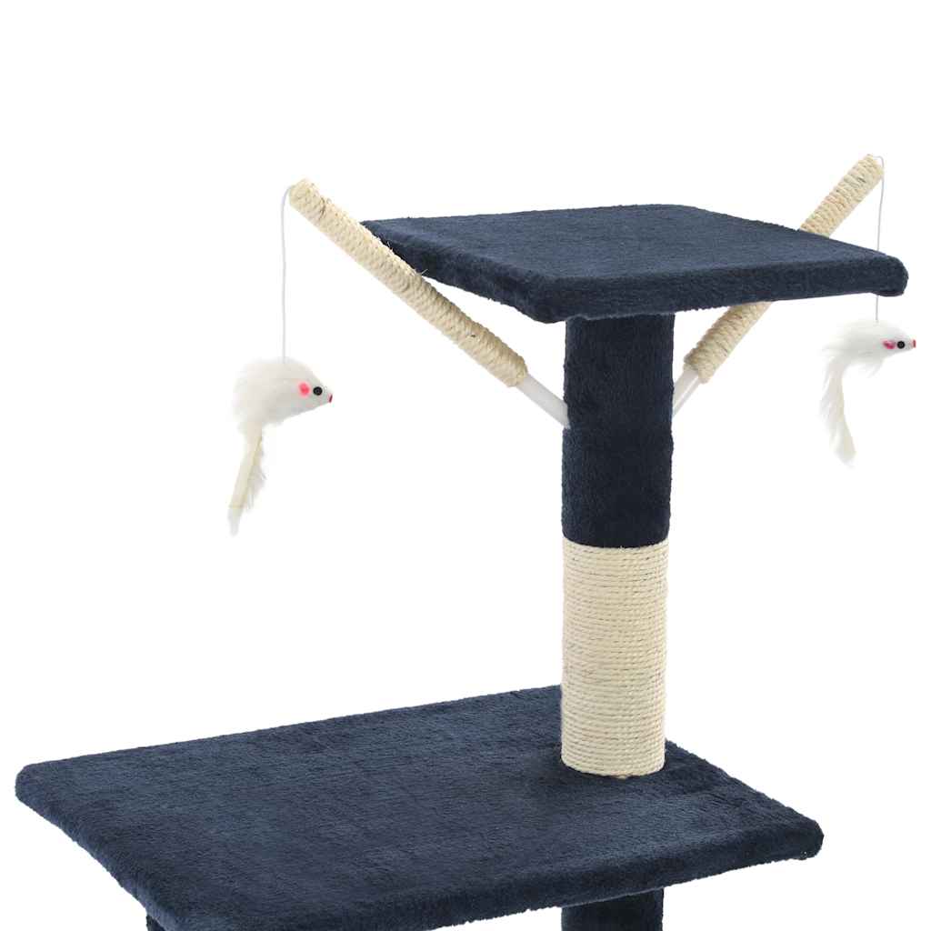 vidaXL Cat Tree with Sisal Scratching Posts 138 cm Dark Blue 6