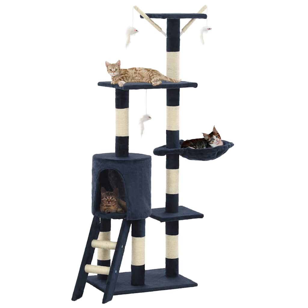vidaXL Cat Tree with Sisal Scratching Posts 138 cm Dark Blue 1