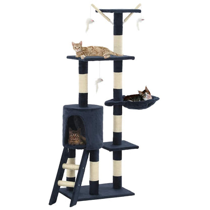 vidaXL Cat Tree with Sisal Scratching Posts 138 cm Dark Blue 1