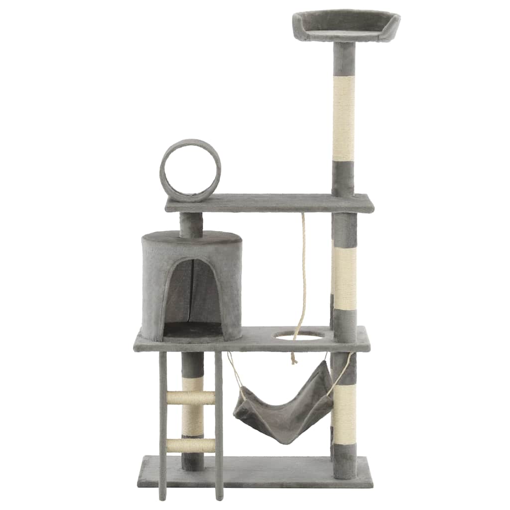 170583 vidaXL Cat Tree with Sisal Scratching Posts 140 cm Grey 2