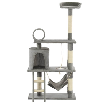 170583 vidaXL Cat Tree with Sisal Scratching Posts 140 cm Grey 2