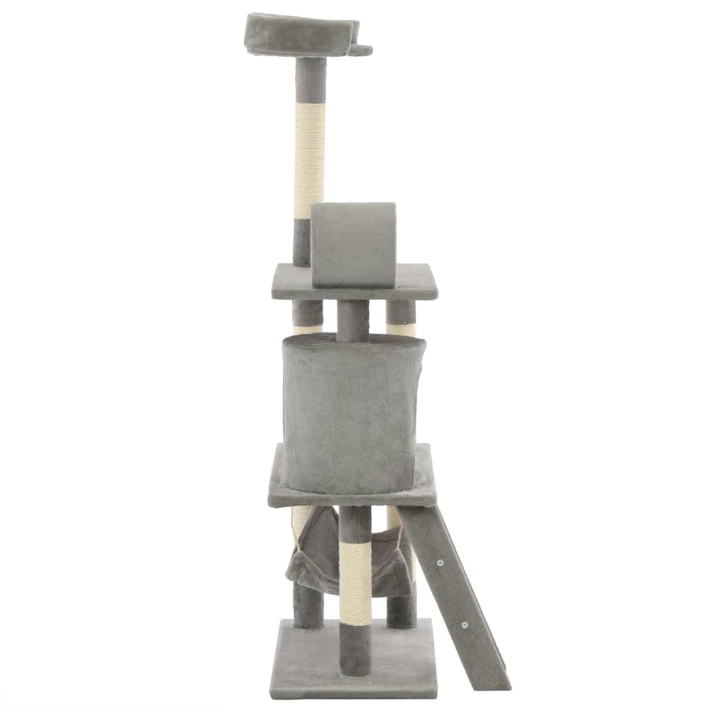 170583 vidaXL Cat Tree with Sisal Scratching Posts 140 cm Grey 4
