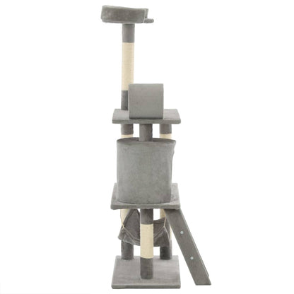 170583 vidaXL Cat Tree with Sisal Scratching Posts 140 cm Grey 4