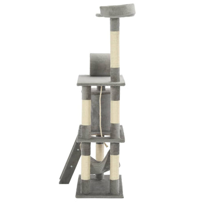 170583 vidaXL Cat Tree with Sisal Scratching Posts 140 cm Grey 5