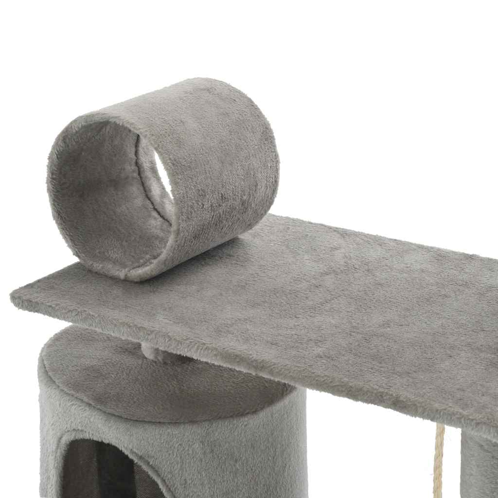 170583 vidaXL Cat Tree with Sisal Scratching Posts 140 cm Grey 6