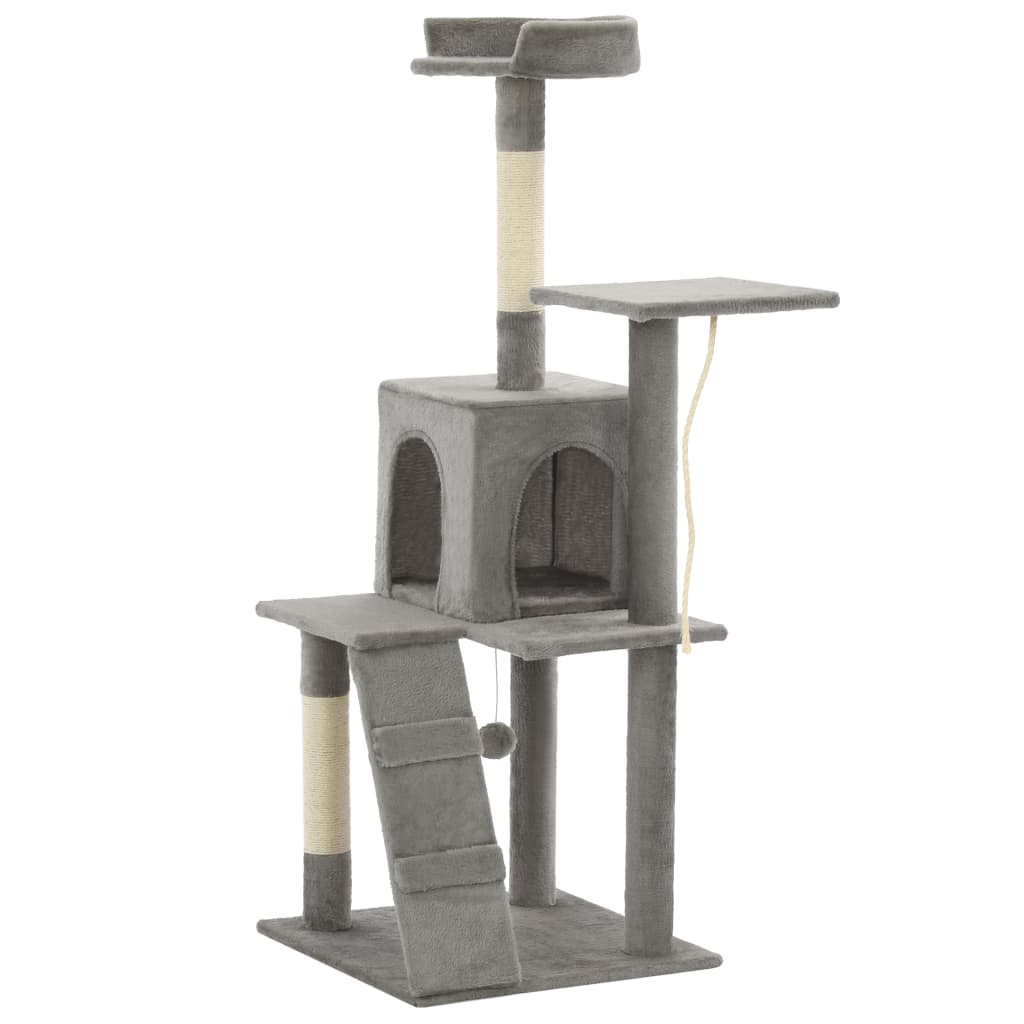 vidaXL Cat Tree | Grey | Particle board, soft plush, sisal rope | Medium 3
