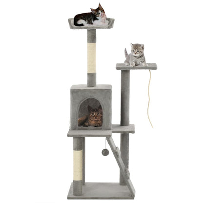 vidaXL Cat Tree | Grey | Particle board, soft plush, sisal rope | Medium 1