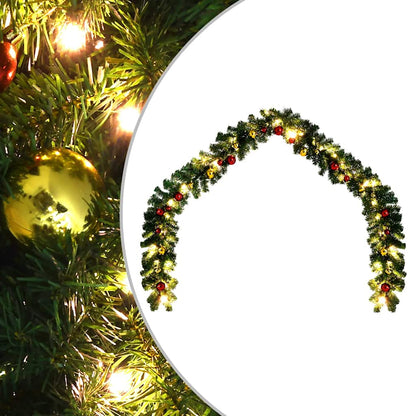 246407 vidaXL Christmas Garland Decorated with Baubles and LED Lights 10 m 2