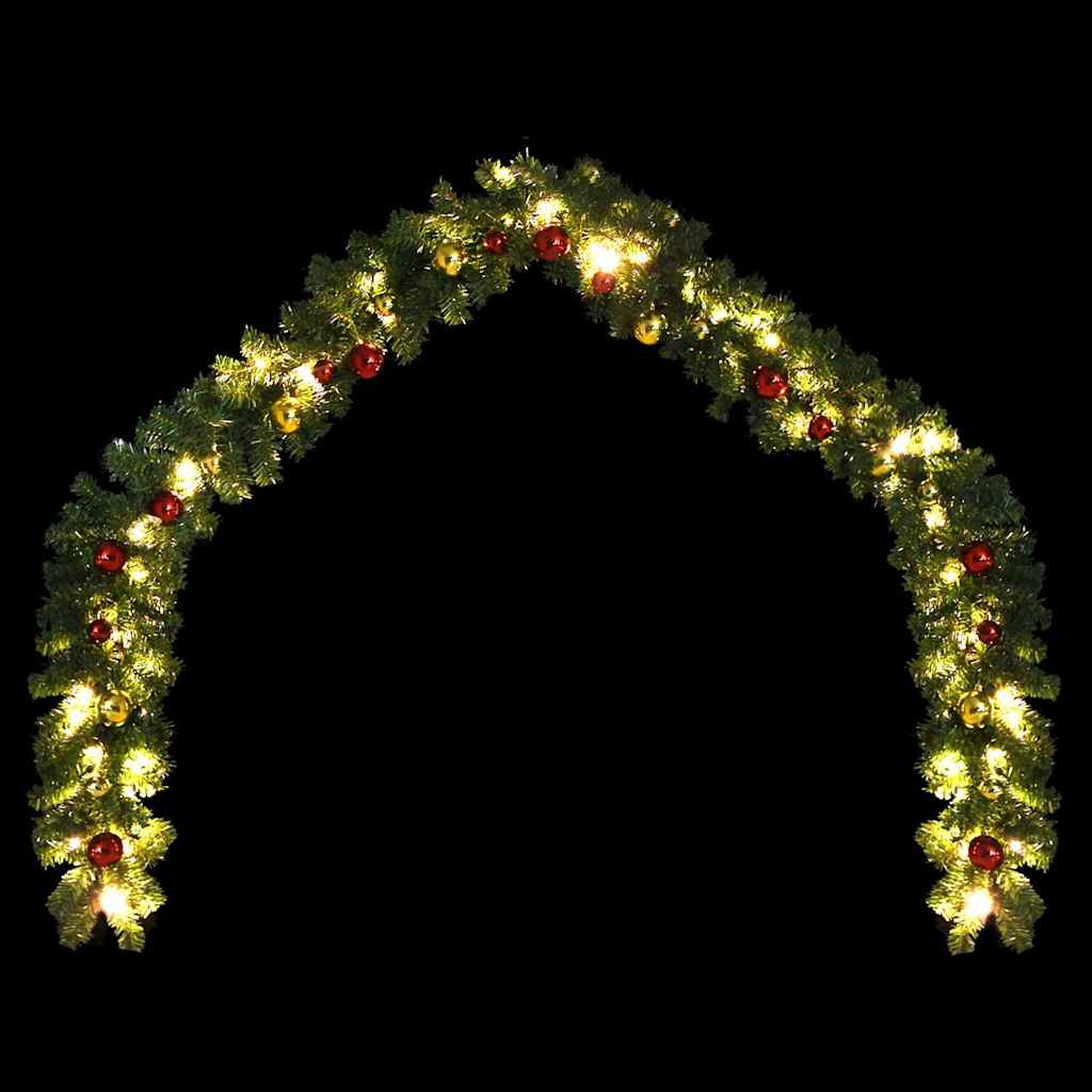 246407 vidaXL Christmas Garland Decorated with Baubles and LED Lights 10 m 5