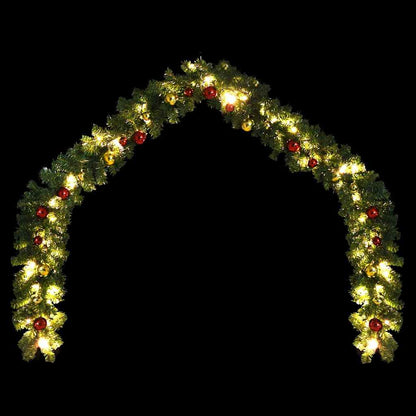 246407 vidaXL Christmas Garland Decorated with Baubles and LED Lights 10 m 5