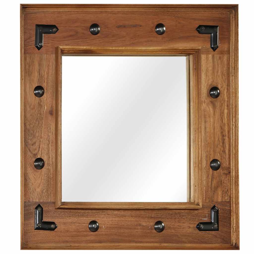 vidaXL Mirror | Brown | Solid acacia wood, glass, powder-coated steel | Medium 1