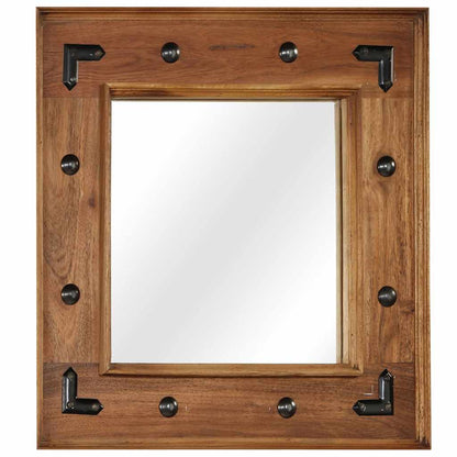 vidaXL Mirror | Brown | Solid acacia wood, glass, powder-coated steel | Medium 1