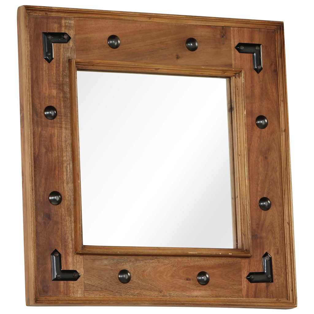 vidaXL Mirror | Brown | Solid acacia wood, glass, powder-coated steel | Medium 2