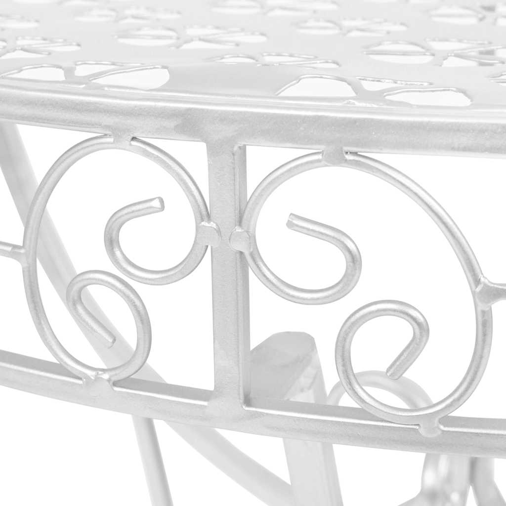 vidaXL Side Table | Silver | Metal | 72x36x74 cm | Decorative Inlays 4