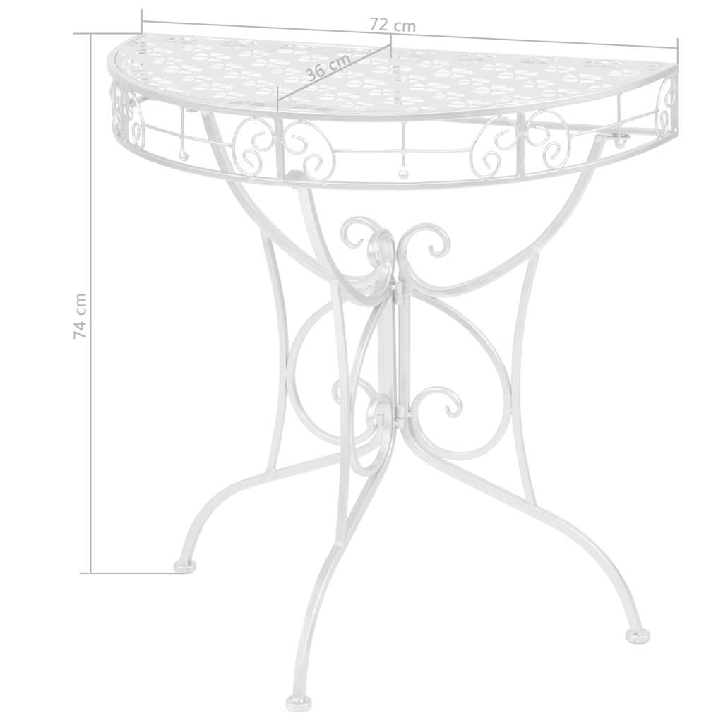 vidaXL Side Table | Silver | Metal | 72x36x74 cm | Decorative Inlays 6