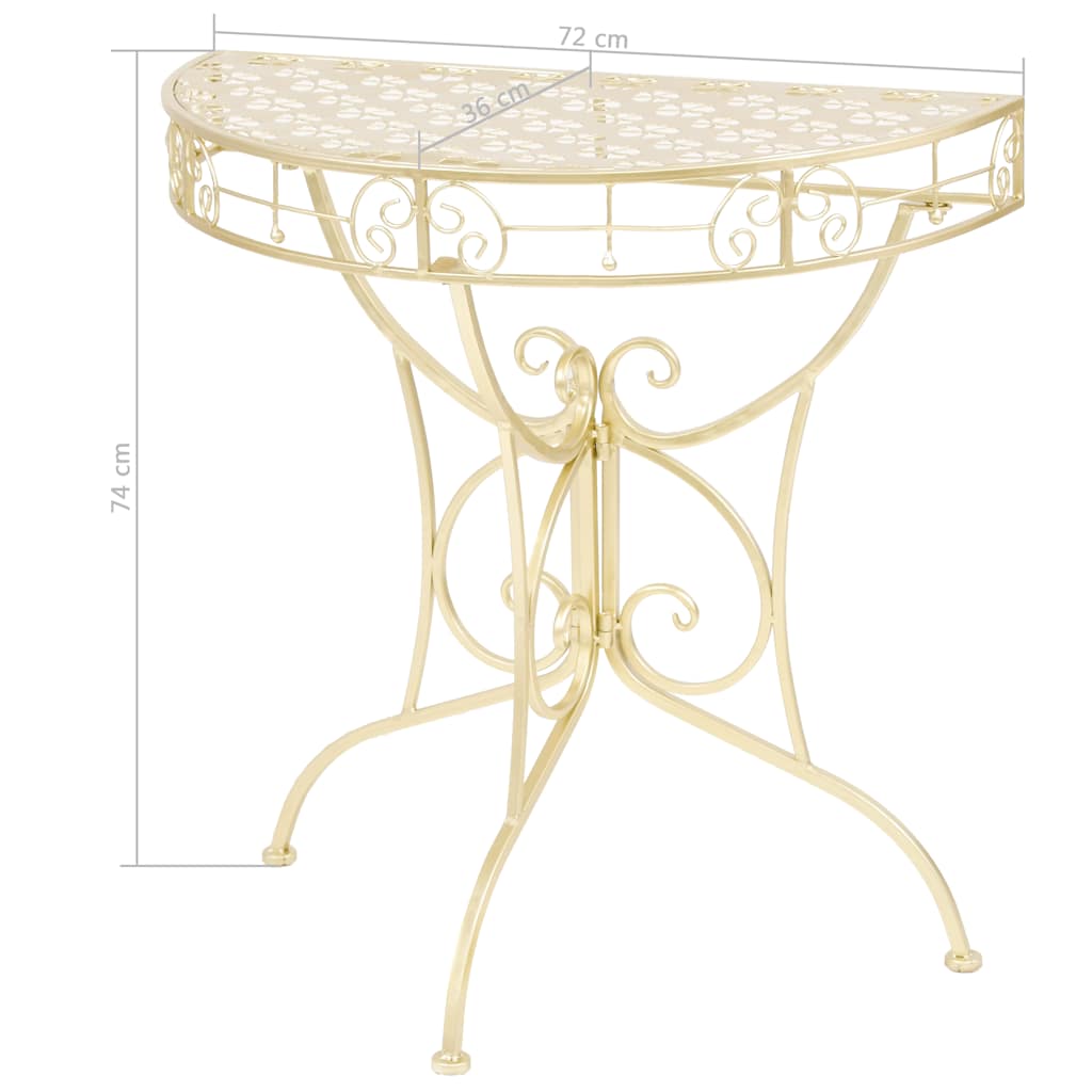 vidaXL Side Table | Gold | Metal | 72 x 36 x 74 cm | Decorative Inlays 6