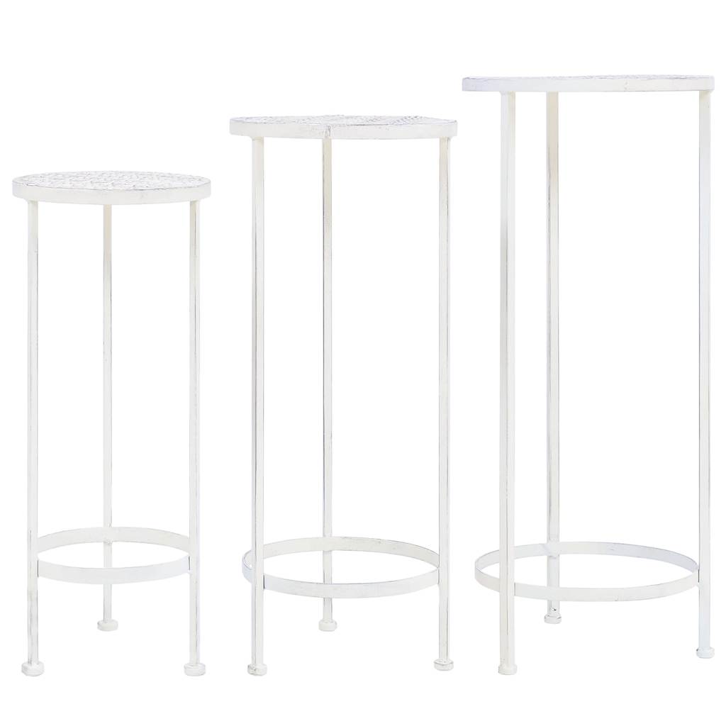 vidaXL Plant Stand Set 3 Pieces Vintage Style Metal Antique White 1