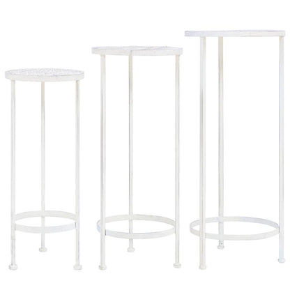 vidaXL Plant Stand Set 3 Pieces Vintage Style Metal Antique White 1
