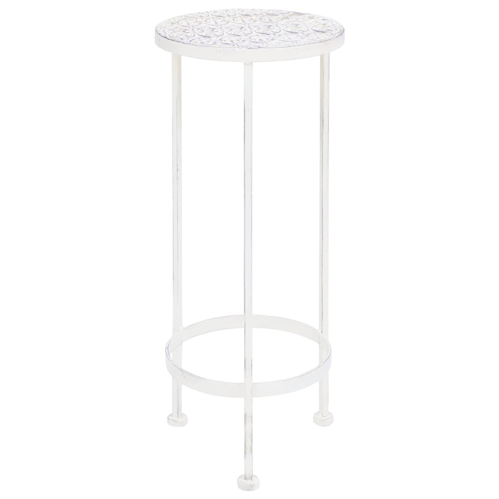 vidaXL Plant Stand Set 3 Pieces Vintage Style Metal Antique White 3