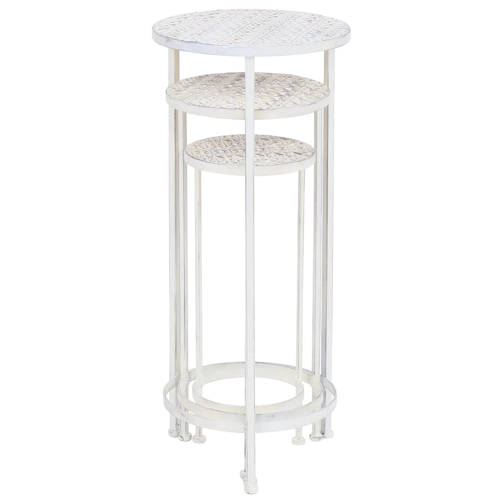 vidaXL Plant Stand Set 3 Pieces Vintage Style Metal Antique White 5