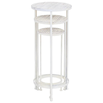 vidaXL Plant Stand Set 3 Pieces Vintage Style Metal Antique White 5