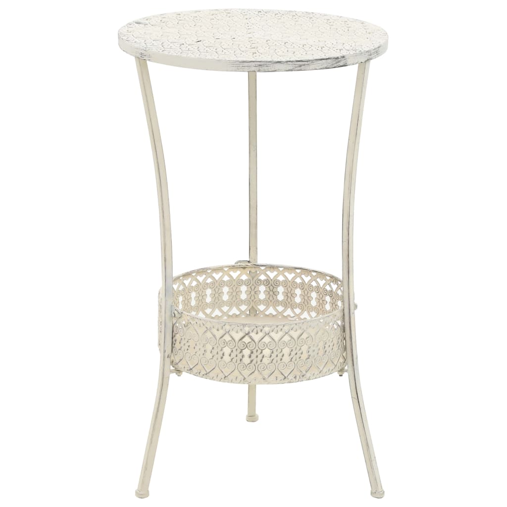 vidaXL Table | White | Metal | Small | Bistro Table | Round | Vintage 1