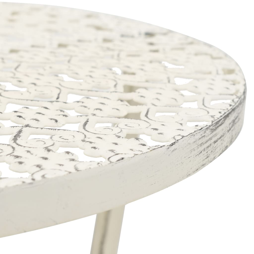 vidaXL Table | White | Metal | Small | Bistro Table | Round | Vintage 3