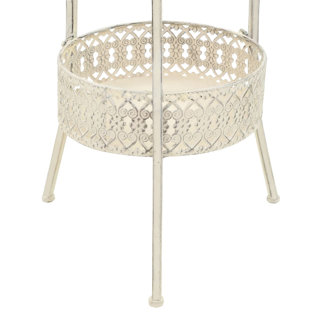 vidaXL Table | White | Metal | Small | Bistro Table | Round | Vintage 5