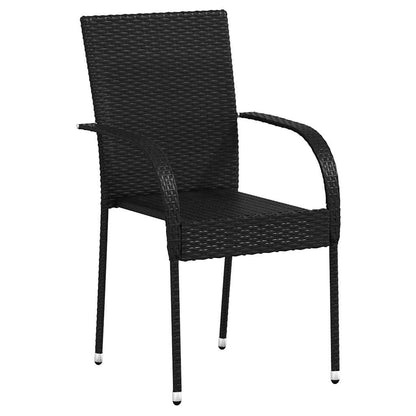 vidaXL Stackable Outdoor Chairs 2 pcs Poly Rattan Black 3
