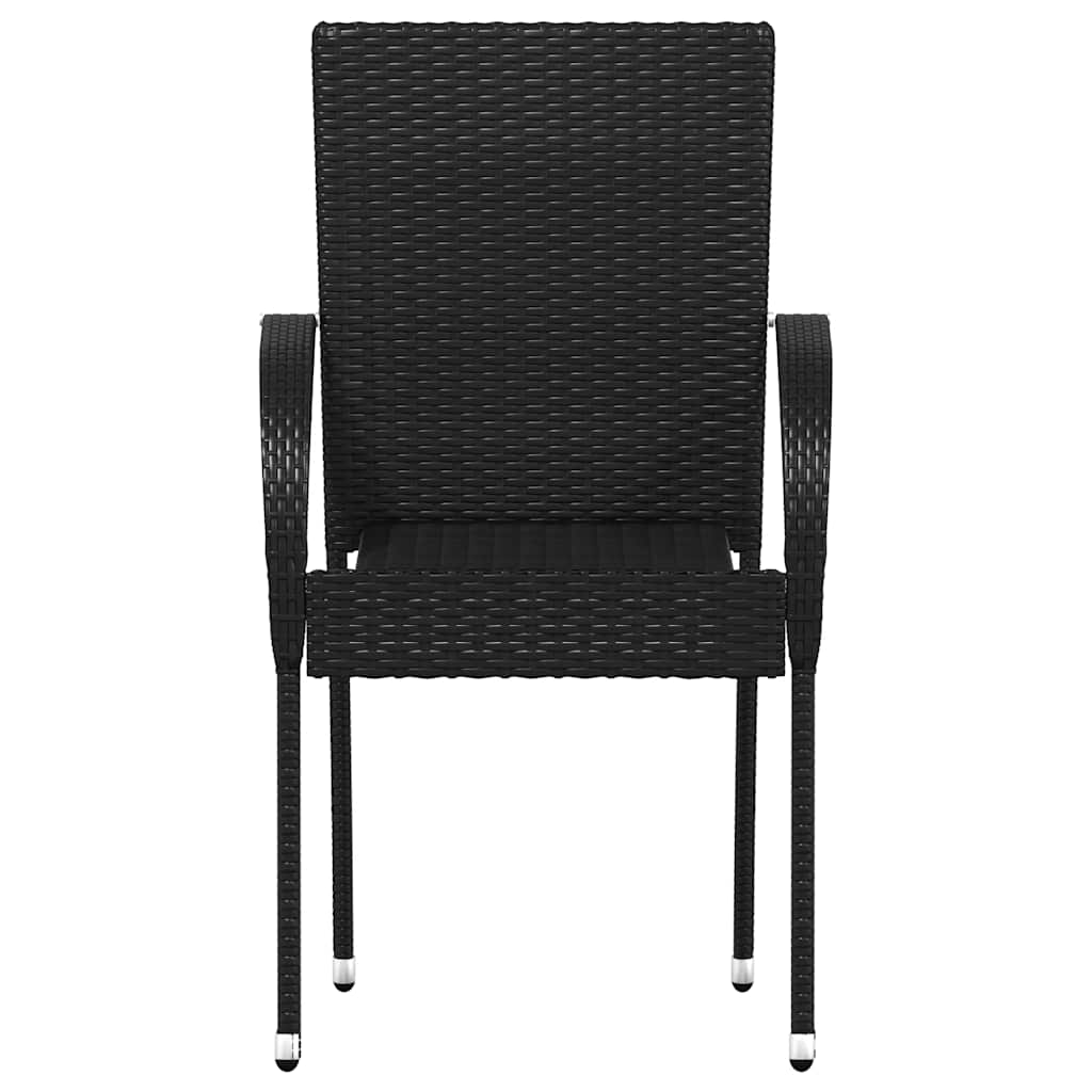 vidaXL Stackable Outdoor Chairs 2 pcs Poly Rattan Black 4