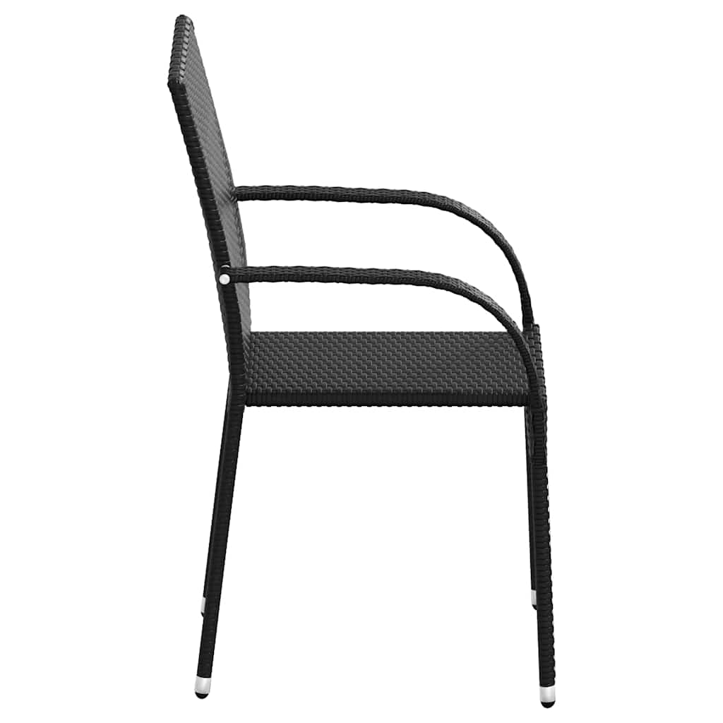 vidaXL Stackable Outdoor Chairs 2 pcs Poly Rattan Black 5